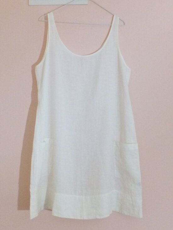 Eileen Fisher Tops - Eileen Fisher Tunic Top Womens Large White 100% Irish Linen Sleeveless Pullover